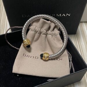 David Yurman Silver Bracelet with Gold and Black Accents